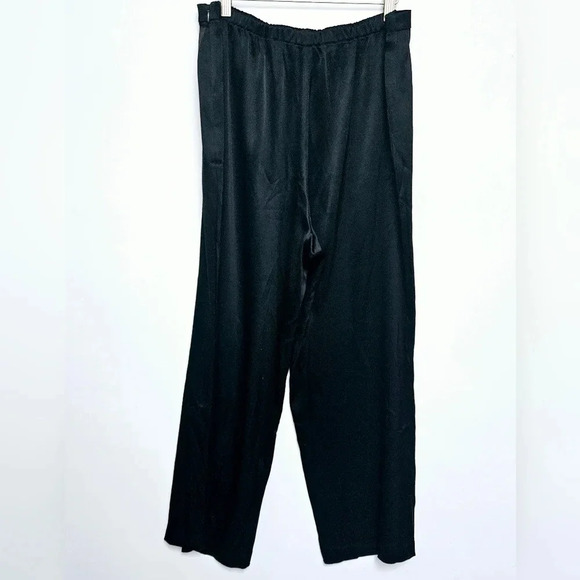 St. John Caviar Black Silky Wide-Leg Trouser Travelers Luxury Pants Size 12 - Picture 2 of 14
